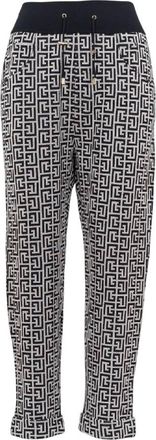 Balmain Monogram Pattern Cotton Trousers, Brand Size 40 (US Size 8)