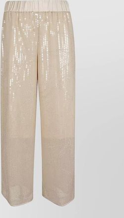 PESERICO georgette trousers sheer overlay sequin embellishments