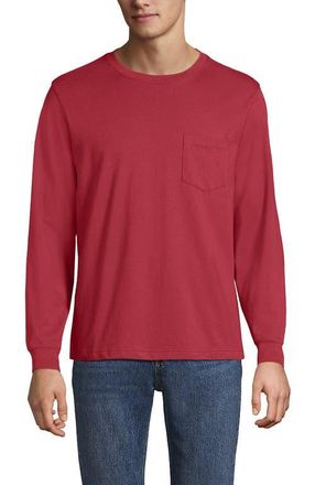 Lands End Super-T Long Sleeve T-Shirt with Pocket in Rosewood at Nordstrom, Size Xx-Large