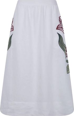 Farm Rio Flower Midi Rok - Dames - Midirokken - Wit - S - Rokken