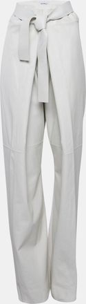 Ferragamo Light Grey Leather Elasticated Waist Harem Pants