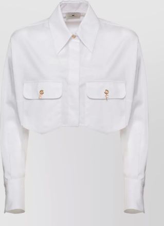 Elisabetta Franchi cropped cotton long-sleeve shirt