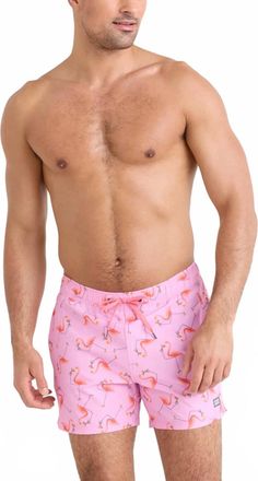 Saxx Mens Oh Buoy 2In1 Volley 5 Taffy Shorts In Drinko Flamingo