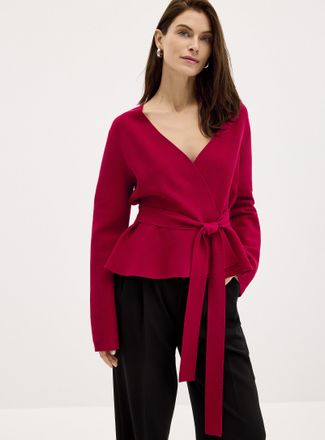 Contemporaine Womens Belted crossover Cardigan Sweater