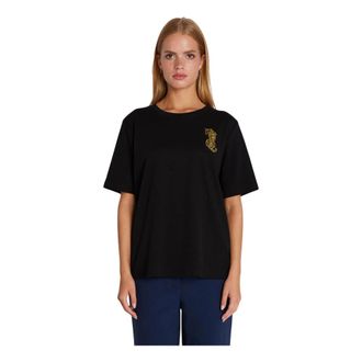 Rue de Femme RUE de Femme, Tops, Dames, Zwart, S, Katoen, Zwart T-shirt met geborduurd motief