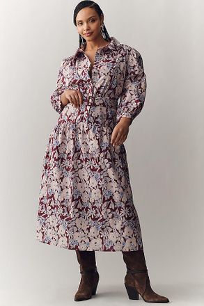 English Factory Long-Sleeve Midi Shirt Dress