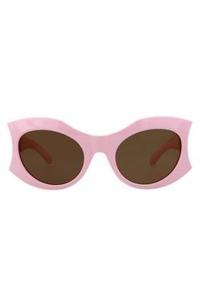 Balenciaga 56mm Statement Sunglasses in Pink Pink Brown at Nordstrom Rack