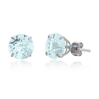 MAX + STONE 10k Yellow or White Gold 8mm Round Cut Gemstone Birthstone Stud Earrings