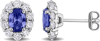 Mimi & Max Created Forever Created Gemstone and Lab-Grown Diamond Earrings Sterling Silver