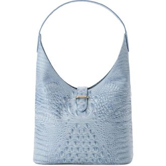 Brahmin Gwynne Croc Embossed Leather Shoulder Bag in Stonewash at Nordstrom