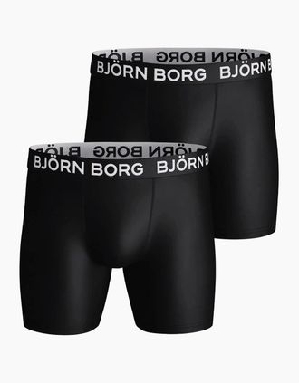 Bj&ouml;rn Borg Mens 2-Pack Sports Performance Boxer Briefs, Black - Size: 32/30/31