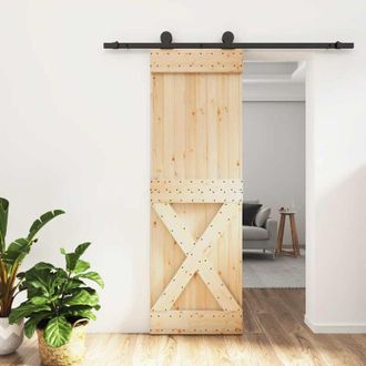 vidaXL Vidaxl - Puerta Corredera Con Herrajes Madera Maciza De Pino 70x210 Cm