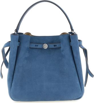 Tory Burch Romy Bucket Bag - Dames - Handtassen - Blauw - ONE Size - Leer - Tassen