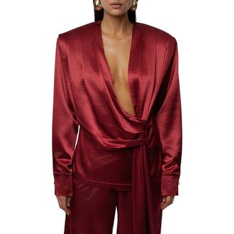 JLUXLABEL Statement Satin Drape Top in Red at Nordstrom, Size X-Small