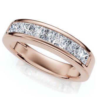 Pompeii3 2Ct TW Mens Princess Cut Diamond Channel Set Wedding Ring Gold Lab Grown