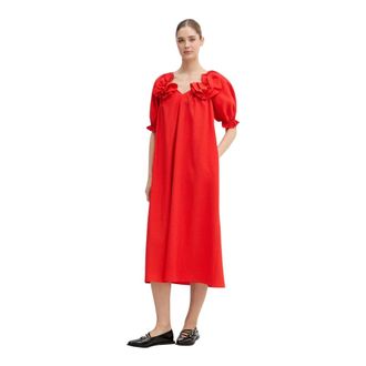 Stine Goya Jurk van viscose met pofmouwen - Dames - Casual kleedjes - Rood - XS - Kleedjes