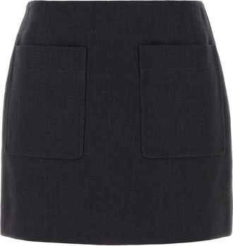 Bottega Veneta Womens Graphite Cotton Blend Mini Skirt - Dark Grey - Size EU 36 (Womens)