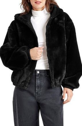 Splendid Mikki Faux Fur Hoodie in Black at Nordstrom Rack, Size X-Small