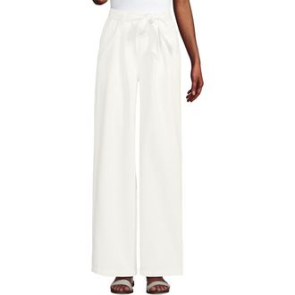 Lands End High Ridge Twill Pull On Pleated Wide Leg Pants in Chalk White at Nordstrom, Size X-Large Short