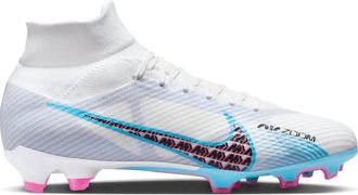 Nike Mens Zoom Mercurial Superfly 9 Pro Fg Sneaker, White Baltic Blue Pink Blast Indigo Haze, 9.5 UK