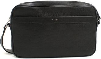 Celine Black Leather Messenger Bag Shoulder Bag (Pre-Owned)