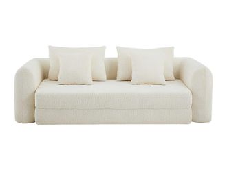 VENTE-UNIQUE.COM Sof&aacute; cama poli&eacute;ster 3 plazas beige 240x111cm