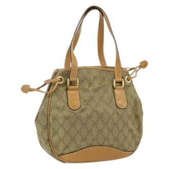 Gucci Pre-owned Handbags, female, Beige, Size: ONE SIZE Pre-owned Vintage GG Canvas Hand Bag