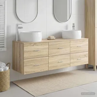 vidaXL Vidaxl Set Di Mobili Per Il Bagno 3 Pz Rovere Sonoma