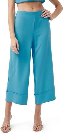 Trina Turk Bahooka Wide Leg Cropped Pant in Champion Cyan at Nordstrom, Size 12