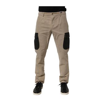 AT.P. CO Slim-fit Cargobroek van chino met middelhoge taille - Heren - Broeken - Beige - Maat: XL Katoen