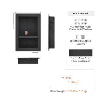 OEM Nicchia Per Doccia, Organizer Da Parete, Design A Due Livelli, 40x60 Cm, 2 Ripiani