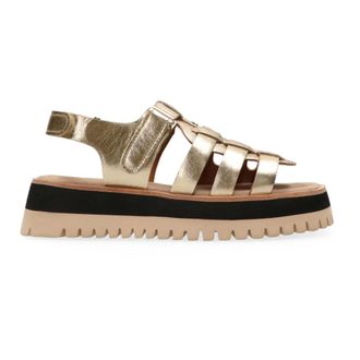 Maruti Schoenen, Dames, Geel, 40 EU, Leer, Logan Leren Platte Sandalen
