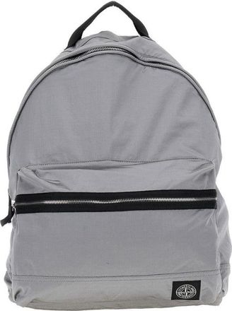 Stone Island Gray Backpack With Front Zip Pocket And Adjustable Straps