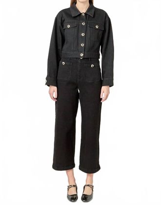English Factory Heart Button Stretch Culotte Pants In Black