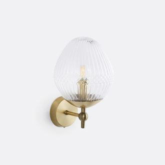 La Redoute Interieurs Wandlamp in messing en geribbeld glas, Ari