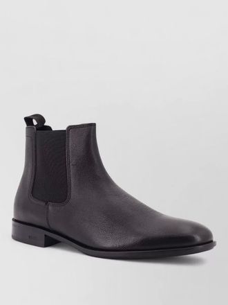 HUGO BOSS leather ankle boots round toe design