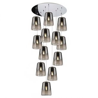 Top-Light Lampadario Top Light Shaded 1164cr S12 T E27 Led Vetro Colorato Lampada Soffitto Moderna, Colore Cromo