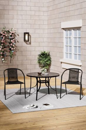 Living and Home 2 Seater Outdoor Garden Dining Bistro Set in Black
