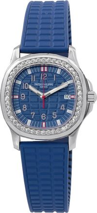 Patek Philippe Pre-owned Patek Philippe Aquanaut Quartz Diamond Blue Dial Ladies Watch 5067A-014