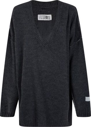Maison Margiela V-neck Truien - Dames - V-hals truien - Grijs - M - Truien & Vesten