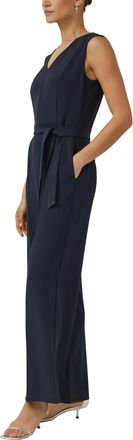 s.Oliver Black Label Overall S.OLIVER BLACK LABEL, Damen, Gr. 48, N-Gr, navy, Web, Obermaterial: 93% Polyester, 7% Elasthan, unifarben, figurbetont normal, V-Ausschnitt, O