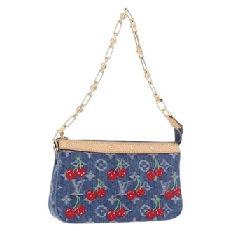 Louis Vuitton Pre-owned Accessory Pouch - Dames - Pre-owned - Blauw - Maat: ONE Size Leer
