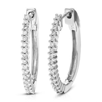 Vir Jewels 1/4 cttw Lab Grown Diamond Hoops Earrings in Sterling Silver With Latch Backs For Women