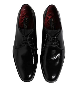 Dolce & Gabbana Black Leather Lace Up Men Derby Formal Shoes Calfskin
