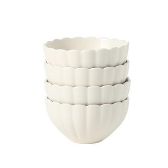 Gibson Home Bistro Fleur Stoneware Cereal Bowls Set in White at Nordstrom