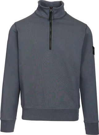 Stone Island Organic Cotton Sweatshirt With Short Zip