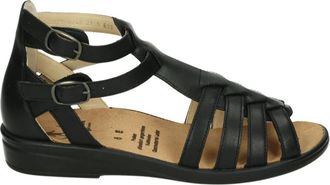 Ganter Zwarte leren sandaal met uitneembaar voetbed - Dames - Sandalen - Zwart - 41 EU - Leer - Schoenen