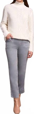 Tribal Vintage Washed Cable Knit Mock Neck Sweater In Cream