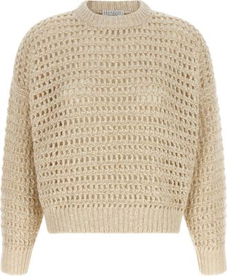Brunello Cucinelli Beige Knitted Crew Neck Sweater