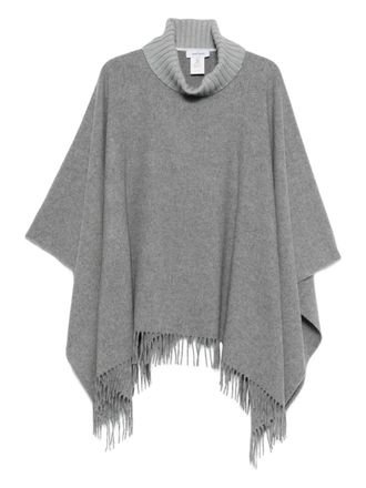 Gran Sasso Poncho met col en franje - Grijs